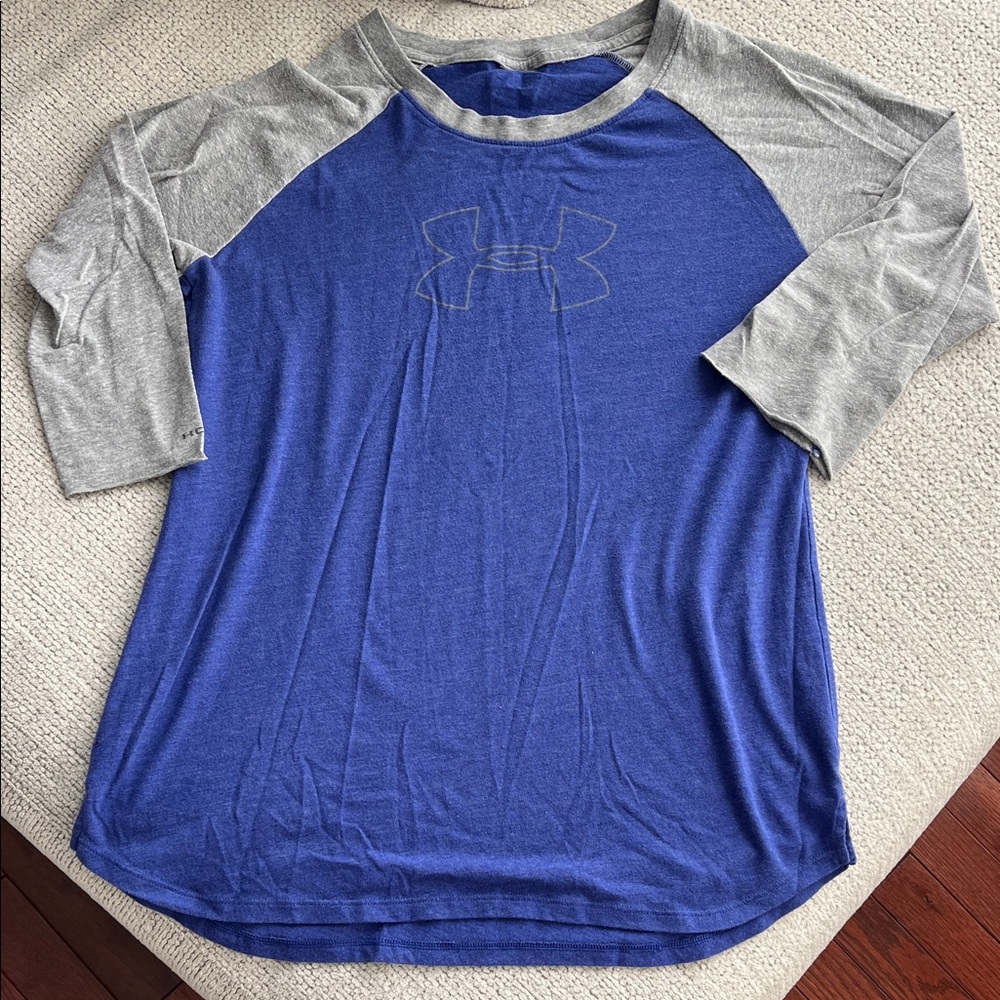 Under Armour Blue and Gray 3/4 Sleeve Shirt